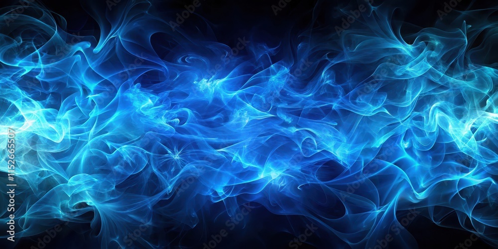 Fototapeta premium Abstract blue plasma or smoke fractal art background, abstract, blue, plasma, smoke, fractal, art, background, texture