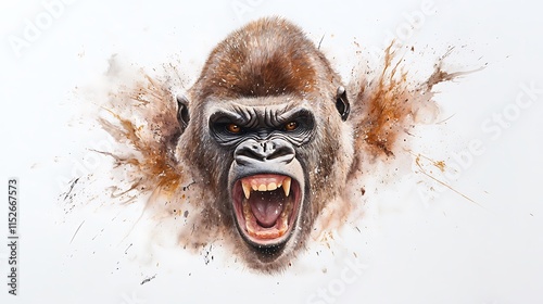 Roaring Gorilla: A Powerful Digital Painting AI Generated photo