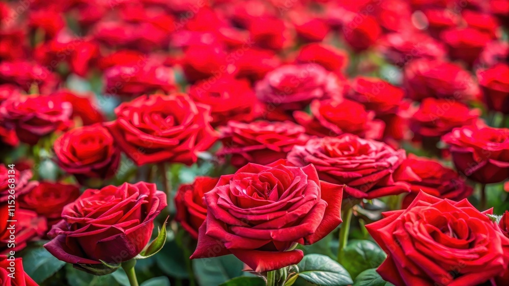 Fototapeta premium Sea of red roses in full bloom, creating a stunning floral background, roses, red, flowers, blooming, garden, nature