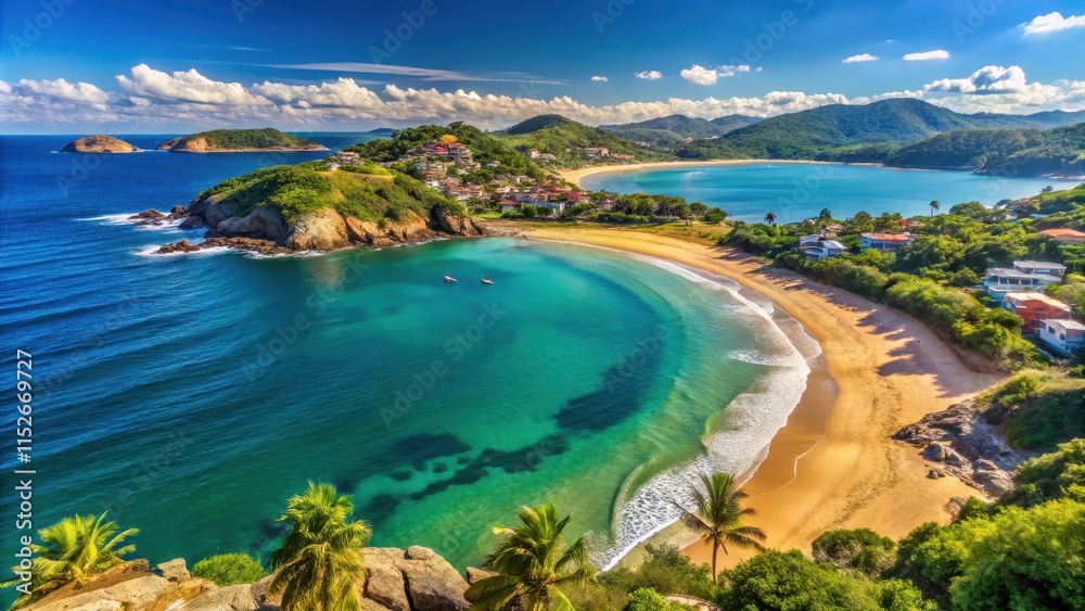 Naklejka premium A breathtaking view of the stunning beaches in Buzios, Brazil, Buzios, Brazil, beach, coastline, tropical