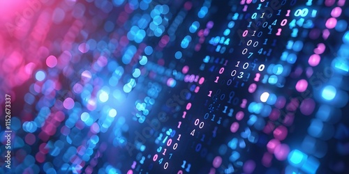 Wallpaper Mural Blue and Red Digital binary code flowing across a technology background Torontodigital.ca