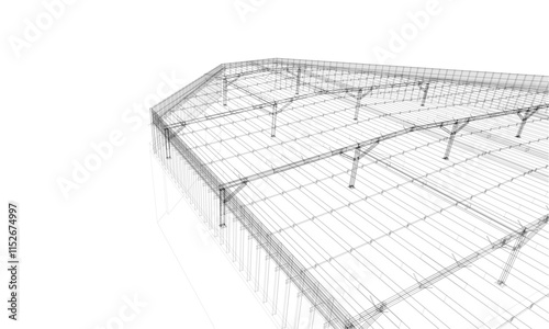 3d wireframe of building. sketch design.Vector