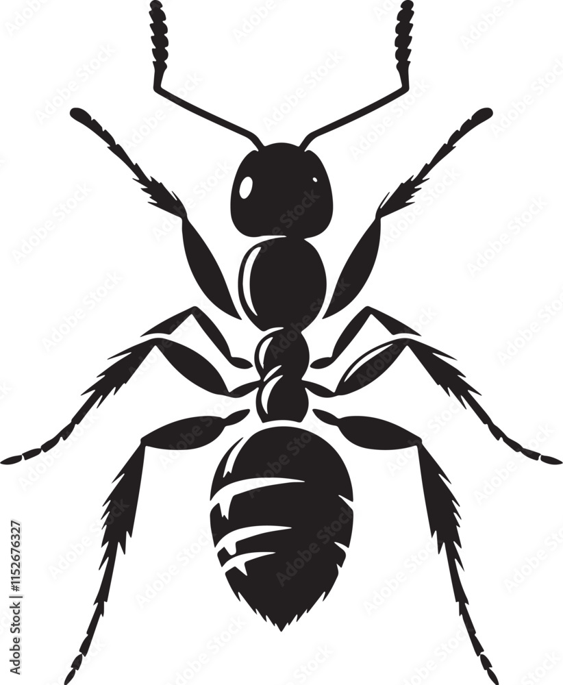 Ant Silhouette line art vector illustration on white background Ant Silhouette line art vector illustration on white background