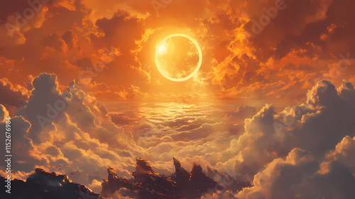 The moon passed in front of the sun, creating a solar eclipse. even though the sun was behind clouds, it was an incredible natural event. Eclipser. Illustration photo