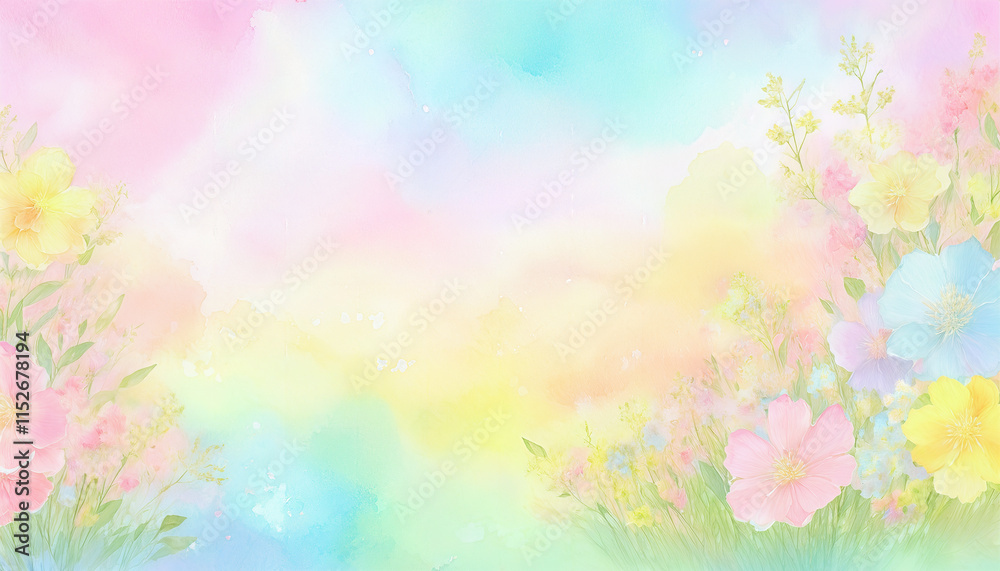 Obraz premium Pastel colored background with delicate flowers