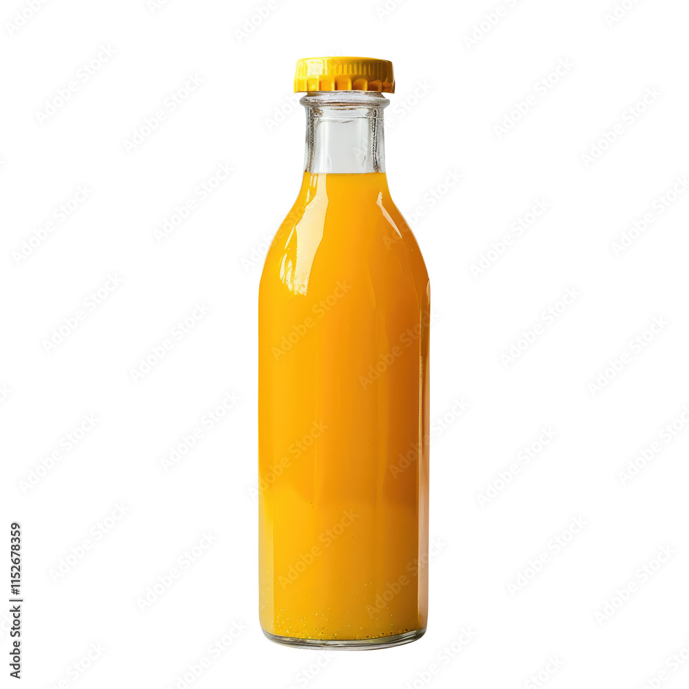 bottle of orange juice isolated on transparent white background, clipping path bottle of orange juice isolated on transparent white background, clipping path