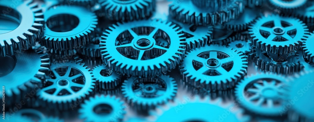 A close-up view of intricate blue gears, showcasing their detailed teeth and interlocking design, representing machinery and engineering concepts. A close-up view of intricate blue gears, showcasing their detailed teeth and interlocking design, representing machinery and engineering concepts.
