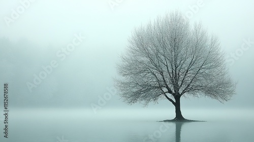 Winter Serenity: Leafless Tree with Detailed Branches Showcasing Nature's Stillness