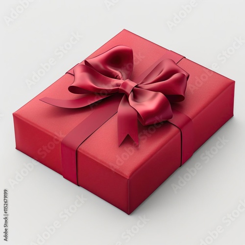 arafed red gift box with a red bow and ribbon photo