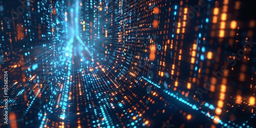 Wallpaper Mural A modern blue and orange tech background combined with digital binary numbers. Torontodigital.ca