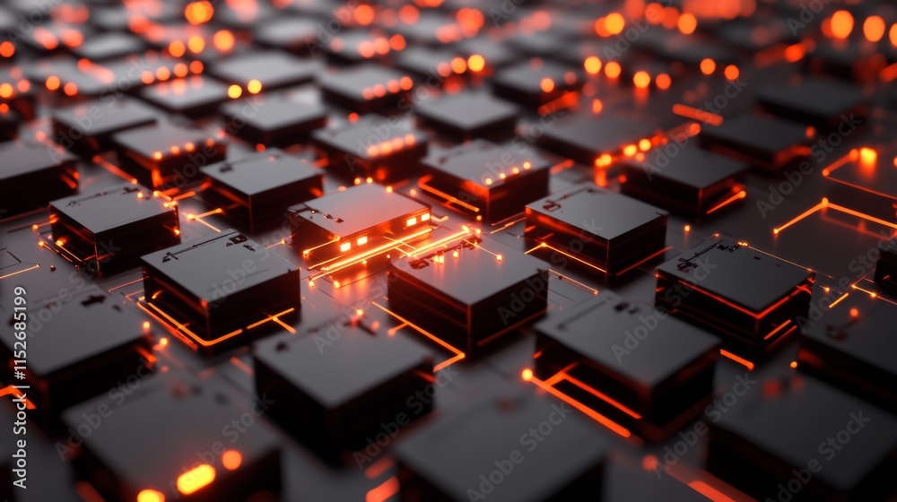 Obraz premium Digital Technology Servers with Focused Light Effect