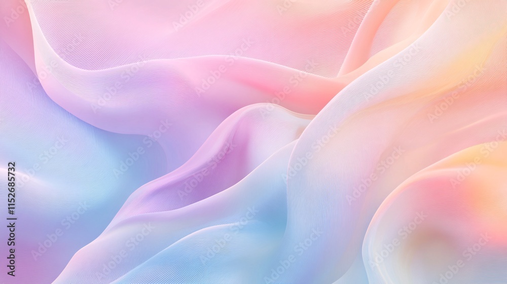 Obraz premium Soft Pastel Fabric Texture with Fluid Waves and Gentle Color Gradients for Elegant Backgrounds and Design Projects