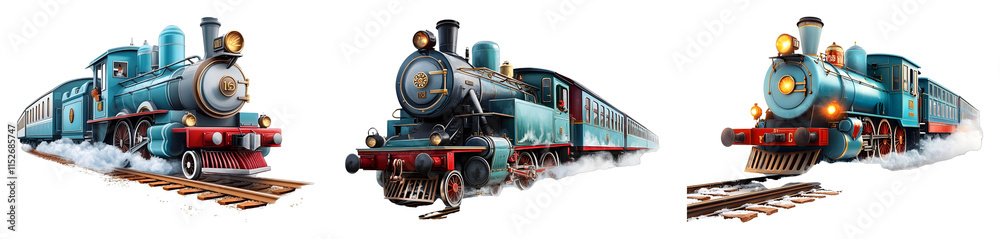 Fototapeta premium Historic steam train journey vintage railways digital artwork artistic environment close-up view nostalgia and adventure