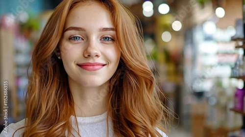 Wallpaper Mural smiling brown hair teenage girl smiling at modern salon Torontodigital.ca