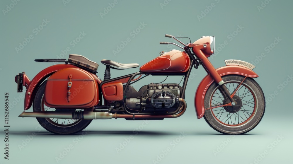 Fototapeta premium Vintage Sidecar Motorcycle on Clean Background