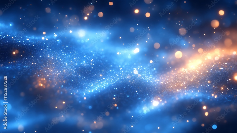 Blue And Orange Sparkling Glittering Dust Abstract Background Blue And Orange Sparkling Glittering Dust Abstract Background