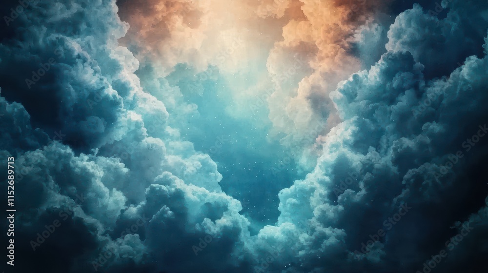 Fototapeta premium Radiant sunlight breaking through clouds nature sky daytime