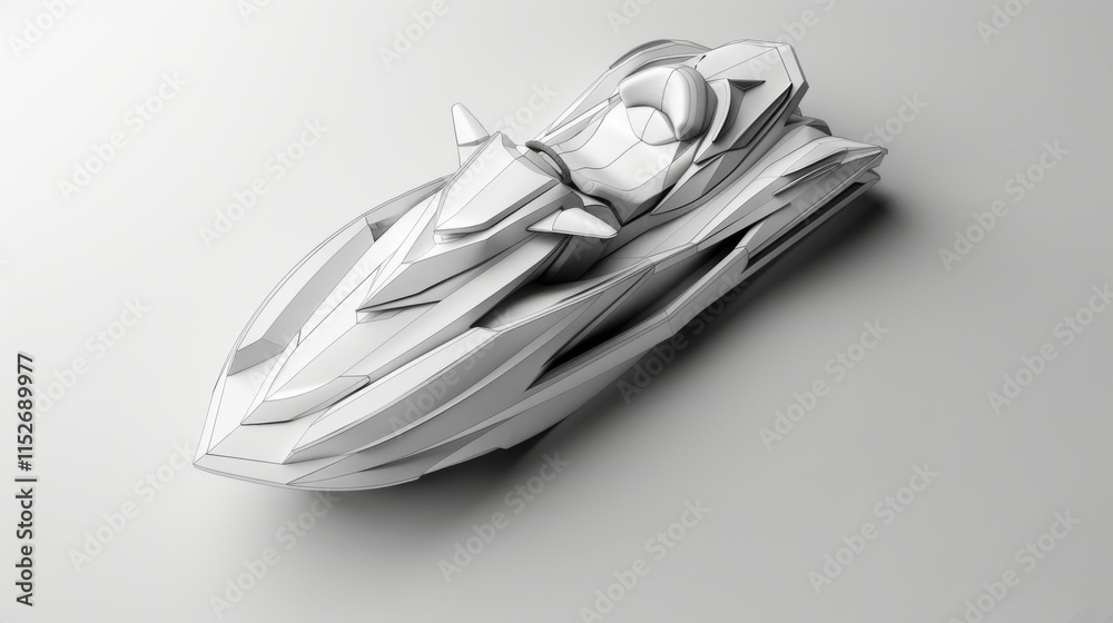Minimalist 3D Jet Ski on Clean White Background Minimalist 3D Jet Ski on Clean White Background
