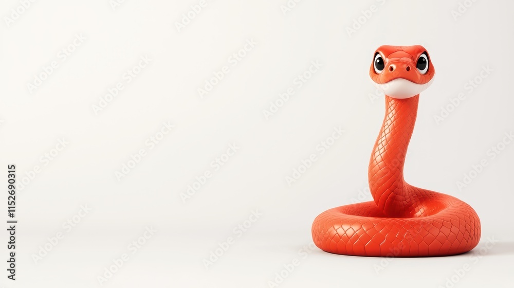 Fototapeta premium Cute cartoon red snake character in fun adventure digital art playful