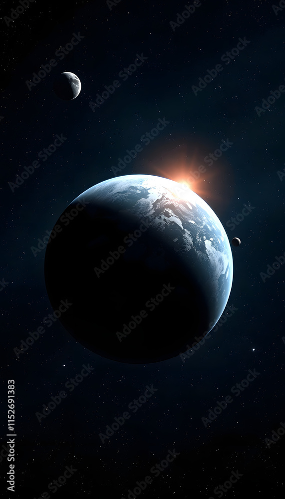 Obraz premium Planet Earth in deep space, detailed, with white tones