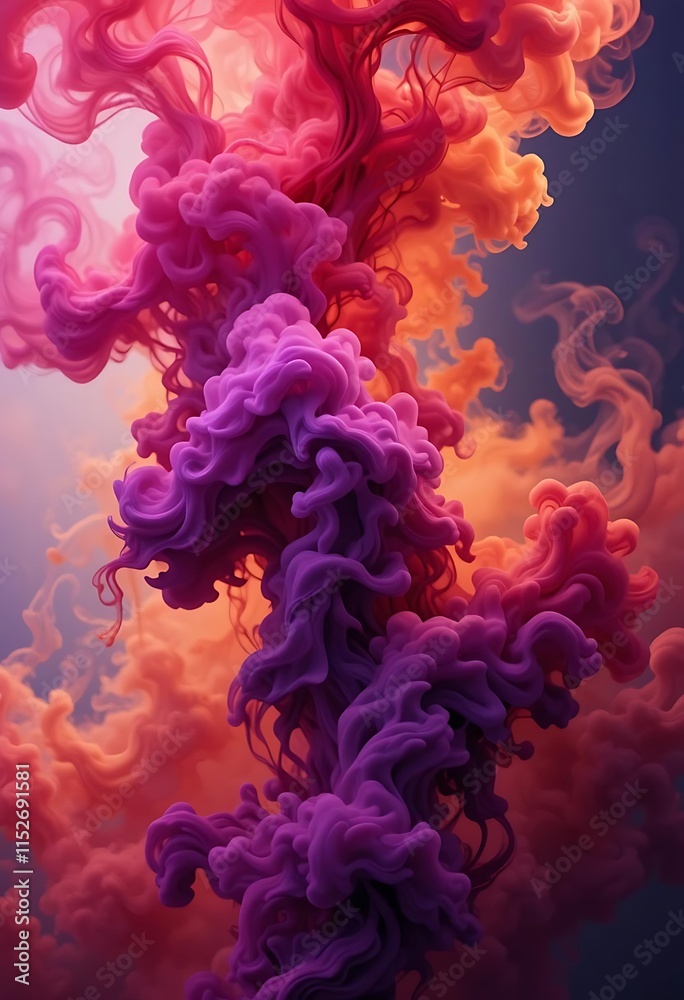 Fototapeta premium Abstract swirling colors of purple and orange ink