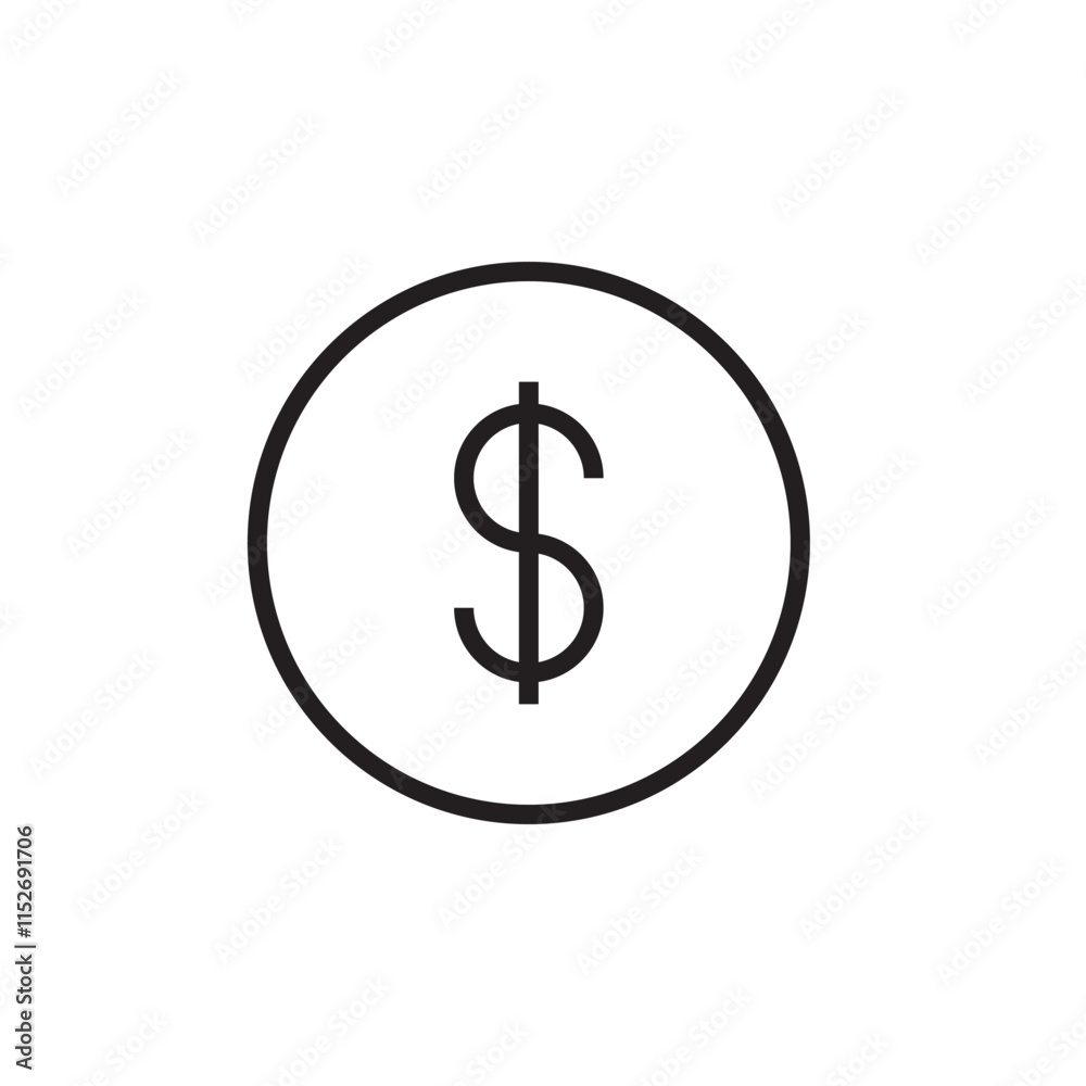 dollar saving coin icon vector eps outline dollar saving coin icon vector eps outline