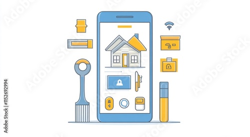 A smartphone interface showcasing smart home features and security options.