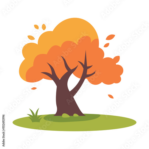 Natural Orange Tree in Forest in Autumn Fall Season