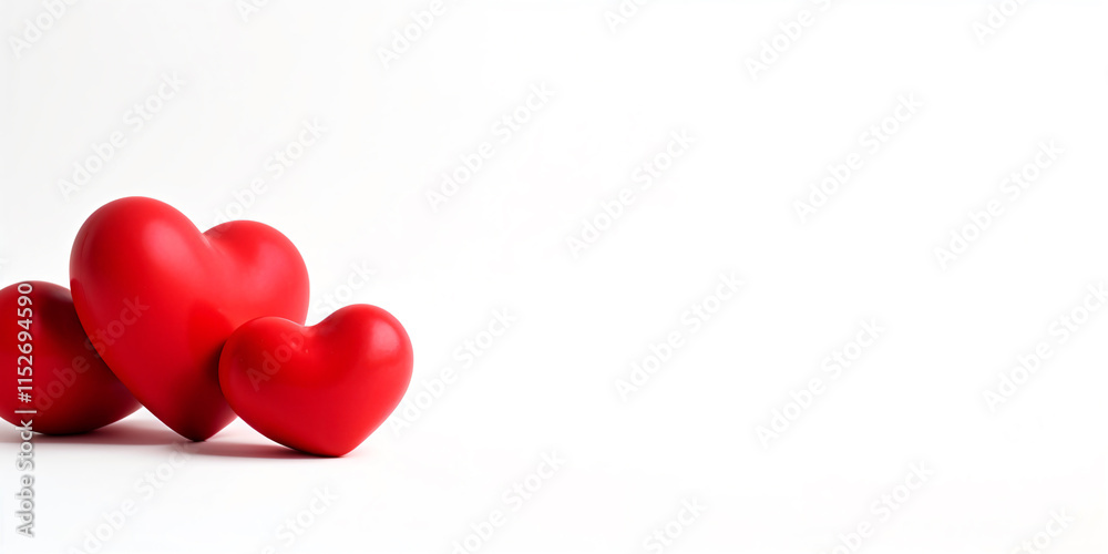 Realistic red heart with shadow on white background Realistic red heart with shadow on white background