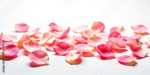 a falling or flying pink rose petals isolated on a transparent background, Valentine's Backdrop