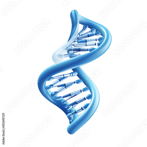 3D icon of blue DNA, isolated on a transparent background