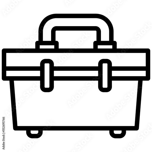 Tool Box Outline Icon, Black And White Outline Icon Symbol Vector