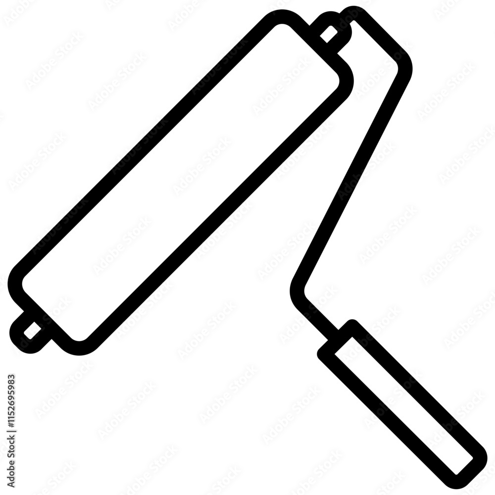 Paint Roller Outline Icon, Black And White Outline Icon Symbol Vector Paint Roller Outline Icon, Black And White Outline Icon Symbol Vector