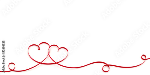 Red vintage valentine with two hearts. Artistic typography illustration. Holiday design element. Valentine's Day. Love icon for web decoration, wedding and print.