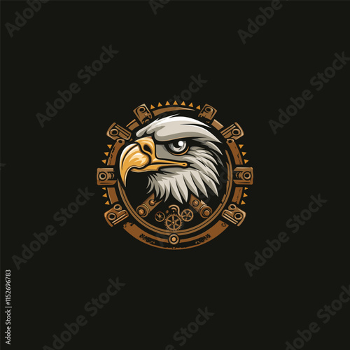 Eagle steampunk logo design vector illustration template