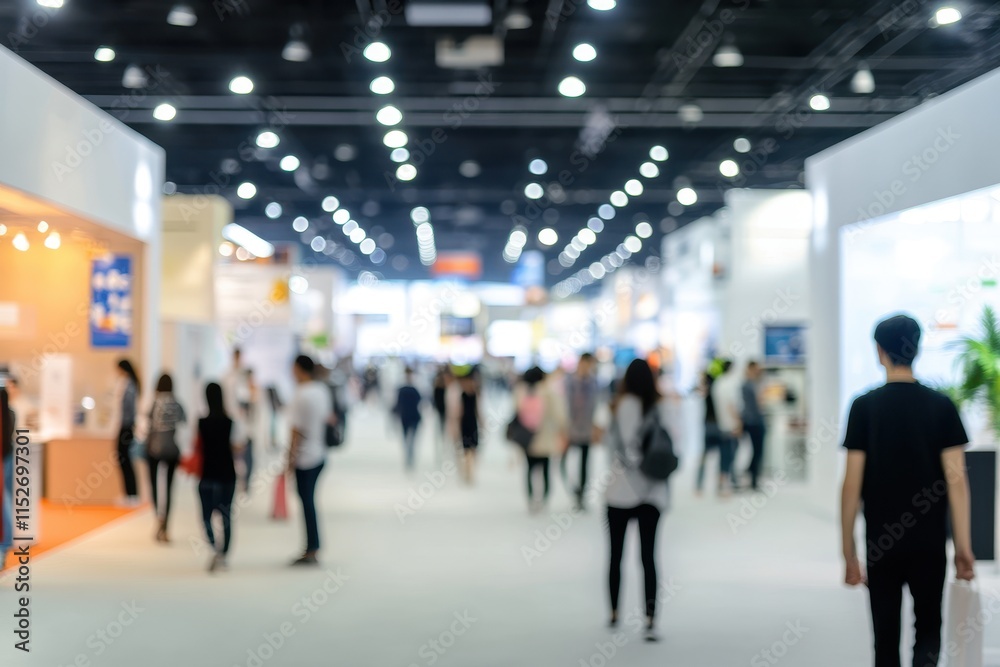 Blurred image of crowded trade show. Blurred image of crowded trade show.