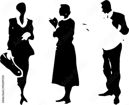 Vector sketch illustration silhouette drawing design of people's activities with activities for design completeness 