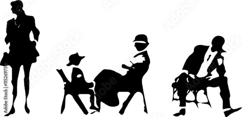 Vector sketch illustration silhouette drawing design of people's activities with activities for design completeness