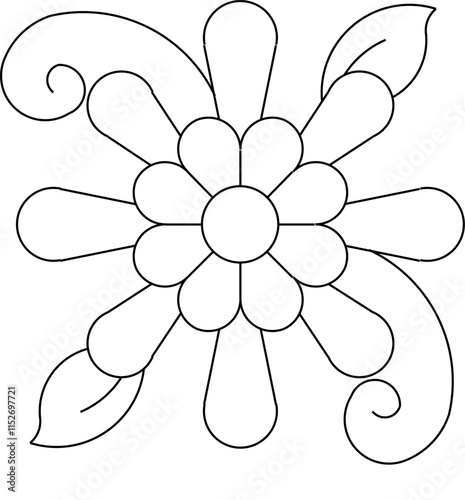 Vector sketch illustration silhouette drawing traditional vintage floral carving ornament design