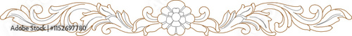 Vector sketch illustration silhouette drawing traditional vintage floral carving ornament design