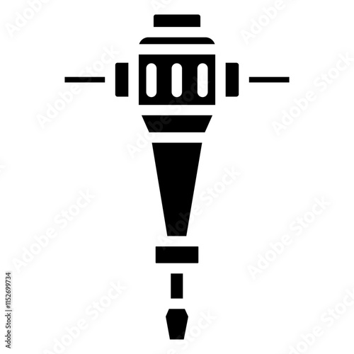 Jackhammer Glyph Icon, Black And White Glyph Icon Symbol Vector