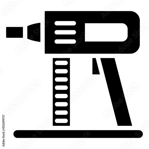 Nail Gun Glyph Icon, Black And White Glyph Icon Symbol Vector