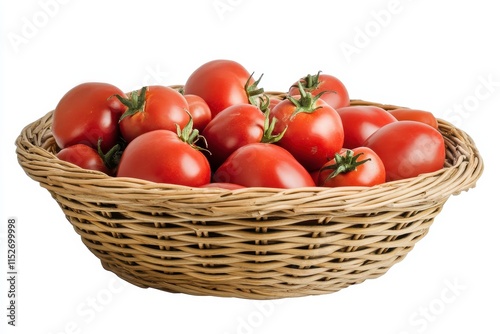 Ripe red tomatoes in a wicker basket. (1)