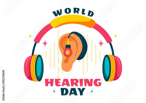World Hearing Day Vector Illustration on March 3rd, Promoting Awareness About Preventing Deafness for Ear Health Treatments in a Flat Background