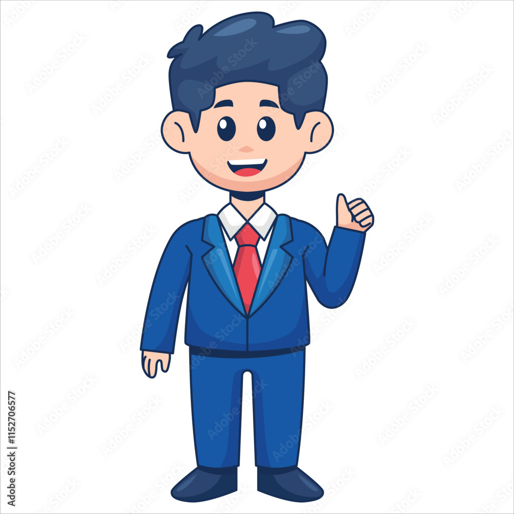 Illustration of Cute Businessman Character Illustration of Cute Businessman Character