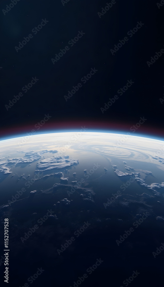 Fototapeta premium Planet earth horizon in space - 3D render, cinematic, with white tones