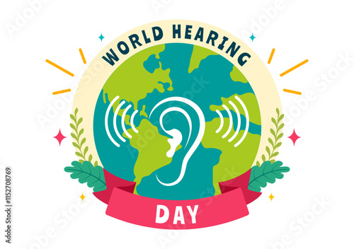 World Hearing Day Vector Illustration on March 3rd, Promoting Awareness About Preventing Deafness for Ear Health Treatments in a Flat Background