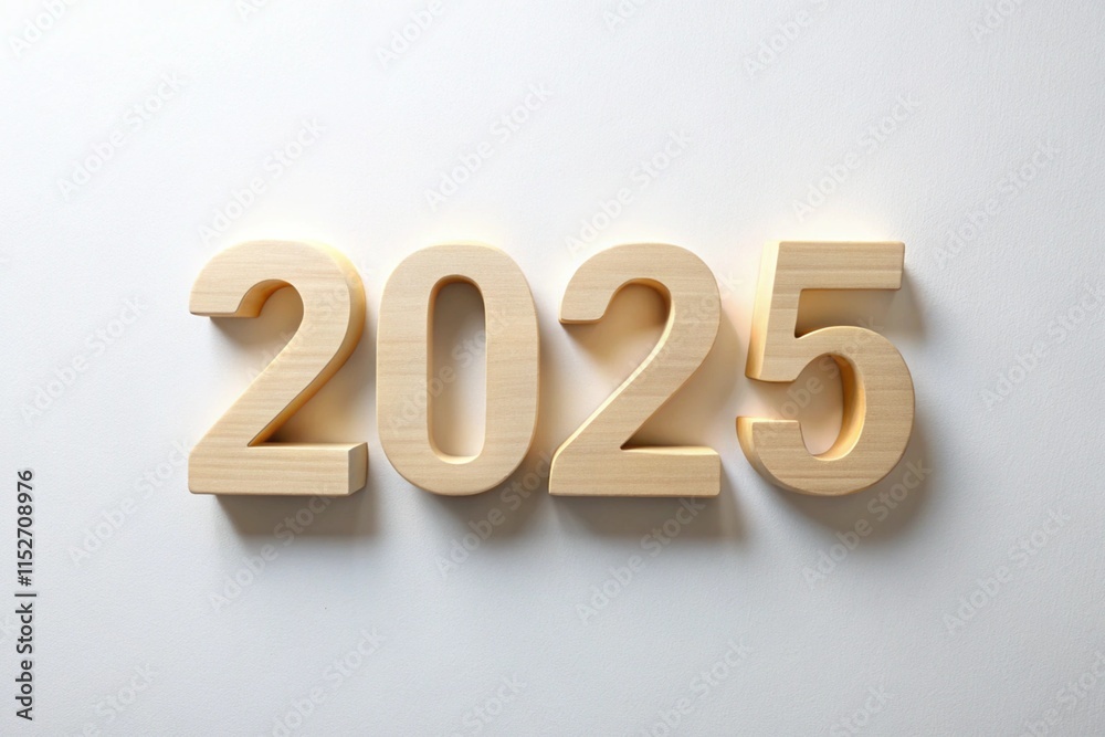 Simple yet impactful 2025 typography on a white surface, representing progress, time, and innovation Simple yet impactful 2025 typography on a white surface, representing progress, time, and innovation
