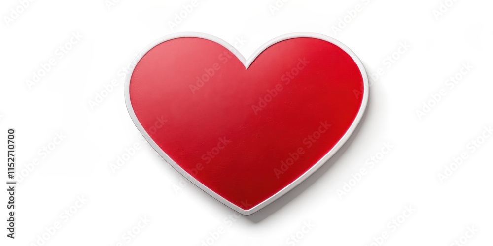 Red heart shape sticker isolated on white background with subtle gradient effect Red heart shape sticker isolated on white background with subtle gradient effect