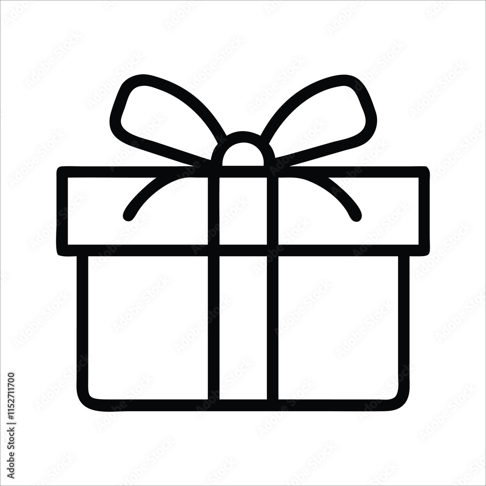 gift box line art isolated on white background gift box line art isolated on white background